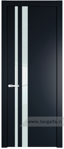 Дверь со стеклом ProfilDoors 20PW Lacobel Белый лак с молдингом Серебро (Нэви Блу (RAL 7016))