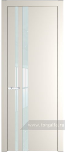Дверь со стеклом ProfilDoors 20PW Lacobel Белый лак с молдингом Серебро (Перламутр белый)