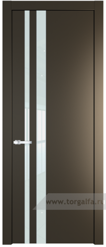 Дверь со стеклом ProfilDoors 20PW Lacobel Белый лак с молдингом Серебро (Перламутр бронза)
