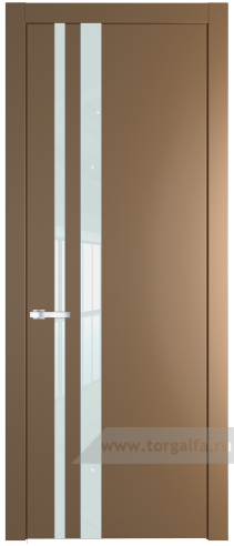 Дверь со стеклом ProfilDoors 20PW Lacobel Белый лак с молдингом Серебро (Перламутр золото)