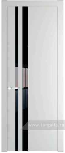 Дверь со стеклом ProfilDoors 20PW Lacobel Черный лак с молдингом Серебро (Крем Вайт (RAL 120-02))