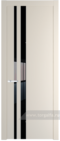 Дверь со стеклом ProfilDoors 20PW Lacobel Черный лак с молдингом Серебро (Кремовая Магнолия (RAL 120-04))