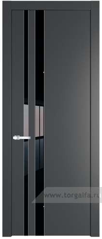 Дверь со стеклом ProfilDoors 20PW Lacobel Черный лак с молдингом Серебро (Графит (Pantone 425С))