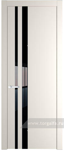 Дверь со стеклом ProfilDoors 20PW Lacobel Черный лак с молдингом Серебро (Перламутр белый)