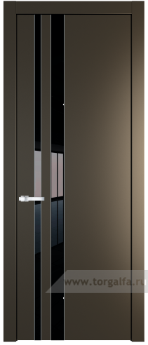 Дверь со стеклом ProfilDoors 20PW Lacobel Черный лак с молдингом Серебро (Перламутр бронза)