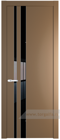 Дверь со стеклом ProfilDoors 20PW Lacobel Черный лак с молдингом Серебро (Перламутр золото)