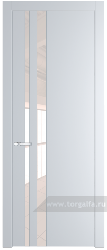 Дверь со стеклом ProfilDoors 20PW Lacobel Перламутровый лак с молдингом Серебро (Вайт (RAL 110 96 02))
