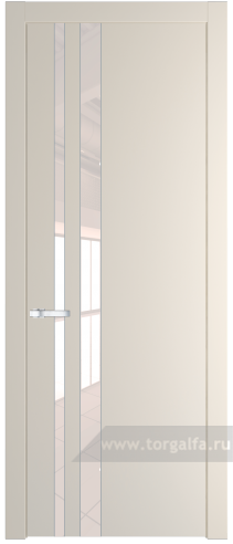 Дверь со стеклом ProfilDoors 20PW Lacobel Перламутровый лак с молдингом Серебро (Кремовая Магнолия (RAL 120-04))