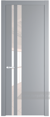 Дверь со стеклом ProfilDoors 20PW Lacobel Перламутровый лак с молдингом Серебро (Смоки (RAL 870-02))