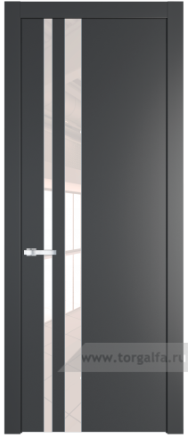 Дверь со стеклом ProfilDoors 20PW Lacobel Перламутровый лак с молдингом Серебро (Графит (Pantone 425С))