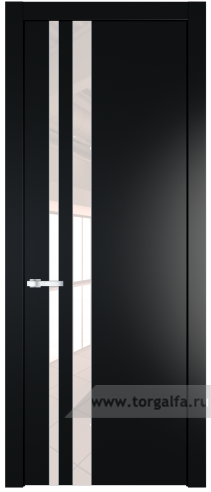 Дверь со стеклом ProfilDoors 20PW Lacobel Перламутровый лак с молдингом Серебро (Блэк)