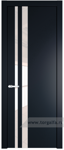 Дверь со стеклом ProfilDoors 20PW Lacobel Перламутровый лак с молдингом Серебро (Нэви Блу (RAL 7016))