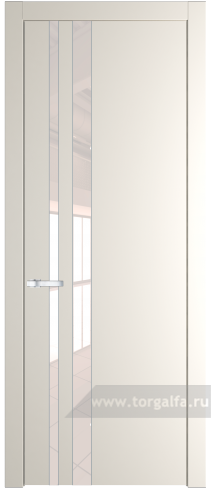 Дверь со стеклом ProfilDoors 20PW Lacobel Перламутровый лак с молдингом Серебро (Перламутр белый)