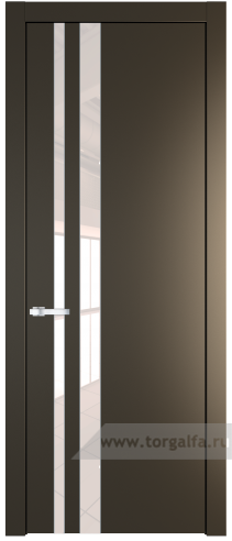 Дверь со стеклом ProfilDoors 20PW Lacobel Перламутровый лак с молдингом Серебро (Перламутр бронза)