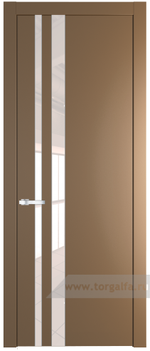 Дверь со стеклом ProfilDoors 20PW Lacobel Перламутровый лак с молдингом Серебро (Перламутр золото)