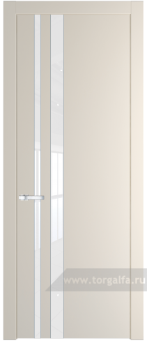 Дверь со стеклом ProfilDoors 20PW Лак классик с молдингом Серебро (Кремовая Магнолия (RAL 120-04))
