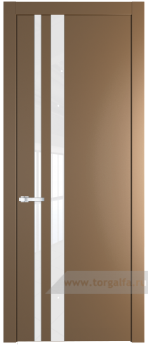 Дверь со стеклом ProfilDoors 20PW Лак классик с молдингом Серебро (Перламутр золото)