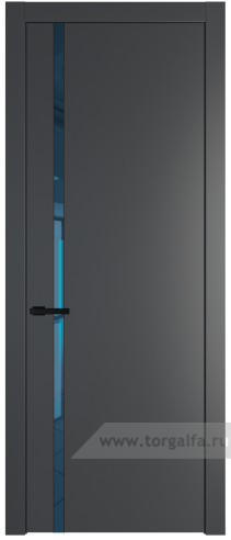 Дверь со стеклом ProfilDoors 21PW Зеркало Blue с молдингом Черный матовый (Графит (Pantone 425С))