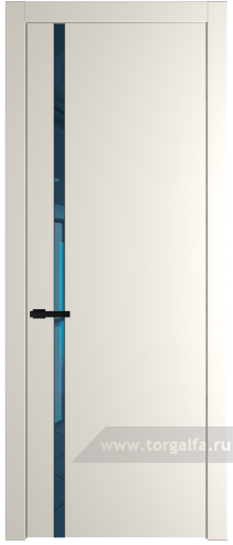 Дверь со стеклом ProfilDoors 21PW Зеркало Blue с молдингом Черный матовый (Перламутр белый)