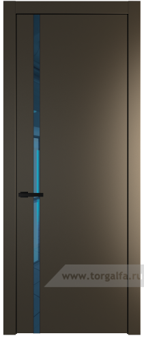 Дверь со стеклом ProfilDoors 21PW Зеркало Blue с молдингом Черный матовый (Перламутр бронза)