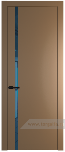 Дверь со стеклом ProfilDoors 21PW Зеркало Blue с молдингом Черный матовый (Перламутр золото)