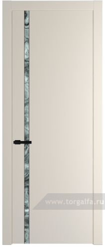 Дверь со стеклом ProfilDoors 21PW Атриум серебро с молдингом Черный матовый (Крем Вайт (RAL 120-02))