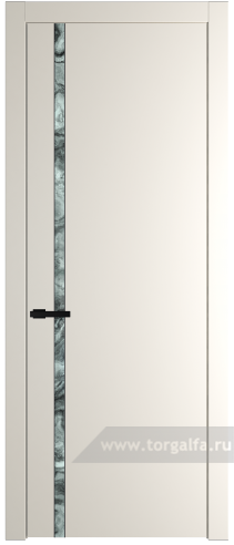 Дверь со стеклом ProfilDoors 21PW Атриум серебро с молдингом Черный матовый (Перламутр белый)