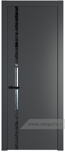 Дверь со стеклом ProfilDoors 21PW Лоран узор золото с молдингом Черный матовый (Графит (Pantone 425С))
