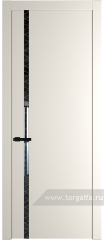 Дверь со стеклом ProfilDoors 21PW Лоран узор золото с молдингом Черный матовый (Перламутр белый)
