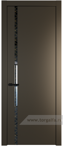 Дверь со стеклом ProfilDoors 21PW Лоран узор золото с молдингом Черный матовый (Перламутр бронза)