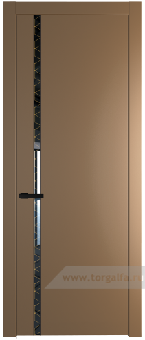 Дверь со стеклом ProfilDoors 21PW Лоран узор золото с молдингом Черный матовый (Перламутр золото)