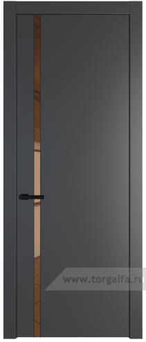 Дверь со стеклом ProfilDoors 21PW Зеркало Bronza с молдингом Черный матовый (Графит (Pantone 425С))