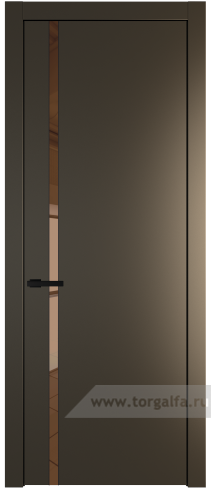 Дверь со стеклом ProfilDoors 21PW Зеркало Bronza с молдингом Черный матовый (Перламутр бронза)