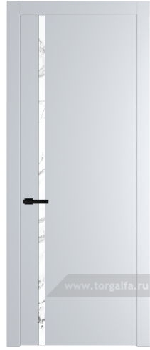 Дверь со стеклом ProfilDoors 21PW Нефи белый узор серебро с молдингом Черный матовый (Вайт (RAL 110 96 02))