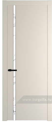 Дверь со стеклом ProfilDoors 21PW Нефи белый узор серебро с молдингом Черный матовый (Кремовая Магнолия (RAL 120-04))