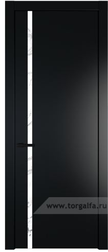 Дверь со стеклом ProfilDoors 21PW Нефи белый узор серебро с молдингом Черный матовый (Блэк)