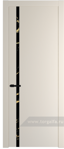 Дверь со стеклом ProfilDoors 21PW Нефи черный узор золото с молдингом Черный матовый (Кремовая Магнолия (RAL 120-04))
