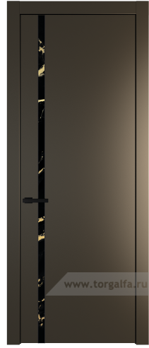 Дверь со стеклом ProfilDoors 21PW Нефи черный узор золото с молдингом Черный матовый (Перламутр бронза)