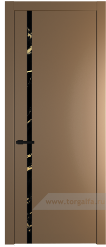 Дверь со стеклом ProfilDoors 21PW Нефи черный узор золото с молдингом Черный матовый (Перламутр золото)