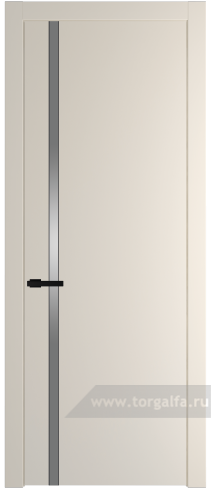 Дверь со стеклом ProfilDoors 21PW Lacobel Серебряный лак с молдингом Черный матовый (Кремовая Магнолия (RAL 120-04))