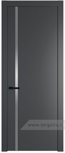 Дверь со стеклом ProfilDoors 21PW Lacobel Серебряный лак с молдингом Черный матовый (Графит (Pantone 425С))