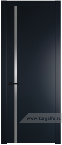 Дверь со стеклом ProfilDoors 21PW Lacobel Серебряный лак с молдингом Черный матовый (Нэви Блу (RAL 7016))
