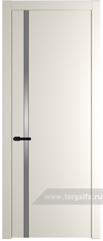 Дверь со стеклом ProfilDoors 21PW Lacobel Серебряный лак с молдингом Черный матовый (Перламутр белый)
