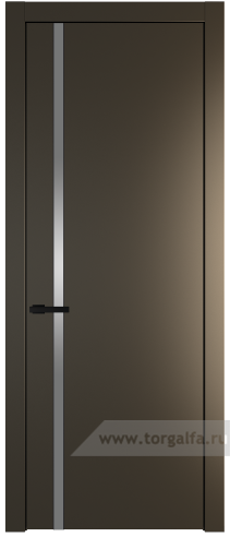 Дверь со стеклом ProfilDoors 21PW Lacobel Серебряный лак с молдингом Черный матовый (Перламутр бронза)
