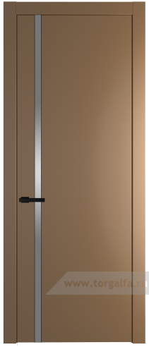 Дверь со стеклом ProfilDoors 21PW Lacobel Серебряный лак с молдингом Черный матовый (Перламутр золото)