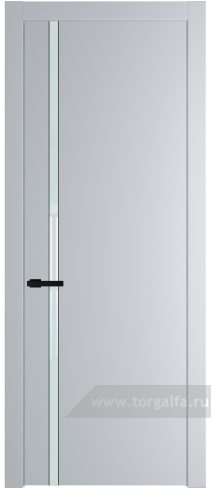 Дверь со стеклом ProfilDoors 21PW Lacobel Белый лак с молдингом Черный матовый (Лайт Грей (RAL 870-01))