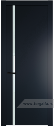 Дверь со стеклом ProfilDoors 21PW Lacobel Белый лак с молдингом Черный матовый (Нэви Блу (RAL 7016))