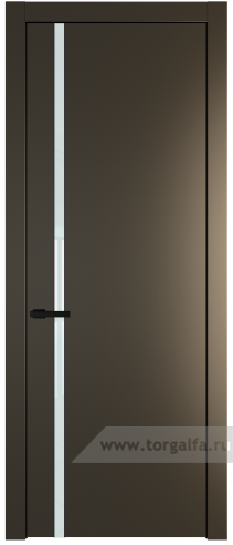 Дверь со стеклом ProfilDoors 21PW Lacobel Белый лак с молдингом Черный матовый (Перламутр бронза)
