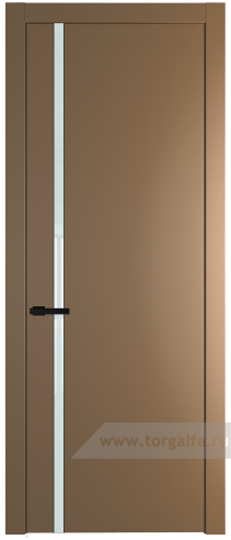 Дверь со стеклом ProfilDoors 21PW Lacobel Белый лак с молдингом Черный матовый (Перламутр золото)