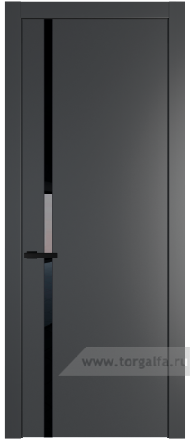 Дверь со стеклом ProfilDoors 21PW Lacobel Черный лак с молдингом Черный матовый (Графит (Pantone 425С))